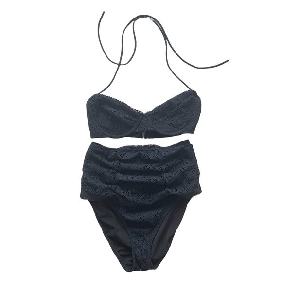 Shoshanna Eyelet High Waisted Two Piece Bikini - Picture 2 of 6